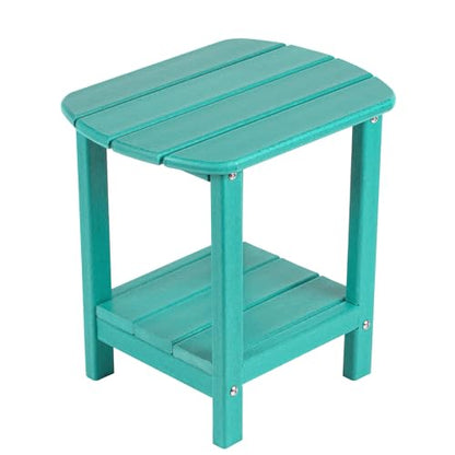 nalone Adirondack Side Table 16.5" Outdoor Side Table HDPE Plastic Double Adirondack End Table Small Table for Patio (Aruba) - color: Aruba