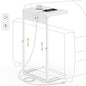 Vagusicc C Shaped End Table with Charging Station, Adjustable Height Side Table for Couch, Small End Table Small Spaces, 33.2'' Tall Couch Tables that Slide Under, Tv Tray Table for Living Room, White - color: White (1 Pack), style: With Plug