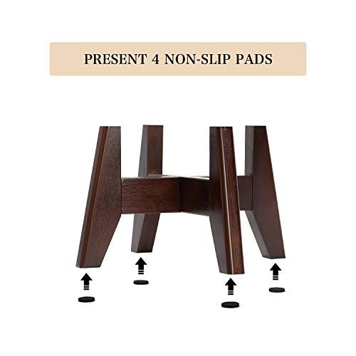 Seanmi Plant Stands for Indoor Plants, Bamboo Plant Stand, Mid Century Plant Holder, Adjustable Width, Fits 8 9 10 11 12 inches Pots - Dark Brown (Planter Stand Only)