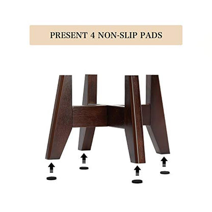 Seanmi Plant Stands for Indoor Plants, Bamboo Plant Stand, Mid Century Plant Holder, Adjustable Width, Fits 8 9 10 11 12 inches Pots - Dark Brown (Planter Stand Only)