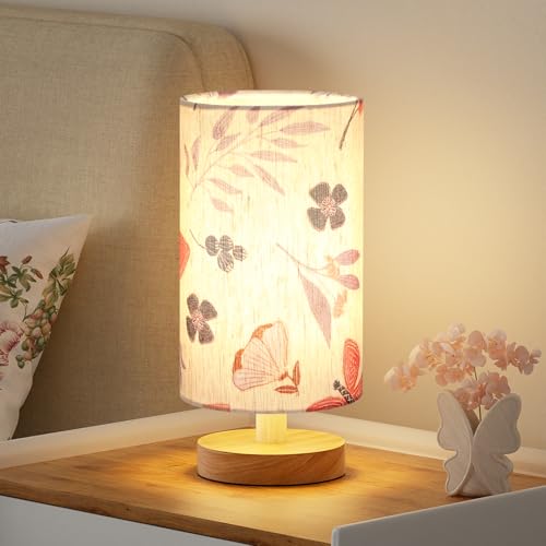 Fenmzee Butterfly Table Lamp for Bedroom - Inline Control, Small Bedside Lamp with 3000K A15 LED Blub, Easy Assembly (Butterfly Cream Shade, 9" Inline Control) - color: Butterfly Cream Shade