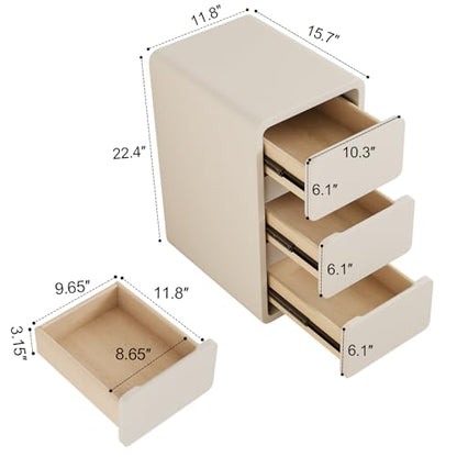 AQIMUELE Narrow Bedside Table,Narrow Night Stand with Drawers,Small Night Stand with Leather Surface for Bedroom - color: White (3 Drawers), size: 11.8"W