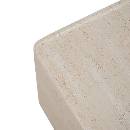 Christopher Knight Home Zax Lightweight MGO Outdoor Side Table, Square Accent Table with Stone-Like Texture, Weather Resistant Small End Table for Indoor/Outdoor Usage, No Assembly, Beige Travertine