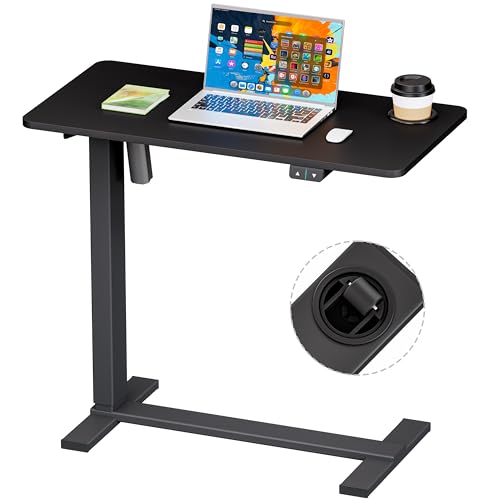 BIZUM Small Electric Standing Desk Bedside Table with Hidden Wheels 31.5 x 15.8 Inch Adjustable Computer Laptop Office Desk, Black - color: Black