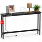 FAMIDGE Charging Console Table with Outlet 36 Inch Tall Narrow Sofa Table One-Piece Top Behind Couch Table 2 USB 2 AC for Entryway Hallway, Living Room, Black - color: Black