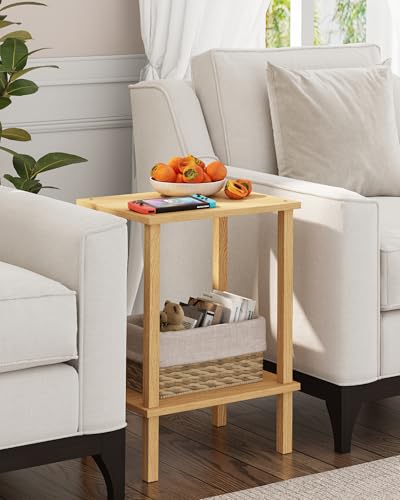 TUTOTAK End Table, Set of 2, Side Table, Nightstand, 2-Tier Storage Shelf, Sofa Table for Small Space, Living Room, Bed Room, Natural TB01BN035 - color: Natural
