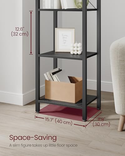 VASAGLE 6-Tier Bookshelf, Bookcase with Steel Frame, Book Shelf for Living Room, Home Office, Study, 11.8 x 15.7 x 73.2 Inches, Industrial Style, Ebony Black and Ink Black ULLS101B56 - color: Ebony Black + Ink Black, size: 6 Tiers (11.8"D x 15.7"W x 73.2"