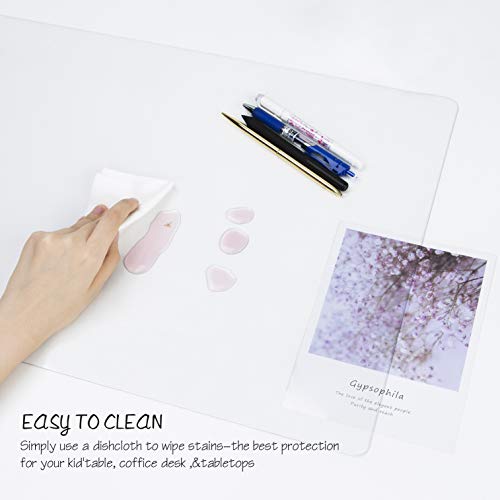 Clear Writing Desk Pad, 24’’x48” Heat Resistant Waterproof PVC Round Edge Durable Desk Protect Mat, Anti-Static Writing Mat Table Protector - size: 24" x 48"