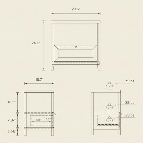 Modern Nightstands Set of 2, Farmhouse End Side Table with Drawer Freestanding Wide Bedside Table for Living Room Bedroom Sofa, Natural Oak - color: 1 Drawer/Natural Oak, size: 2PCS
