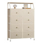 WLIVE Bouclé Dresser for Bedroom, 8 Drawer Fabric Storage Tower Chest,Beige | Premium Bouclé Fabric Dresser, Storage Tower with Open Shelf,Easy Assembly Dresser - color: Beige, style: Raised Shelves