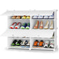HOMIDEC Shoe Rack, 4 Tier Shoe Storage Cabinet 16 Pairs Plastic Shoe Organizer for Closet Hallway Bedroom Entryway - color: White, style: 2 by 4