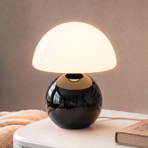 Dawnwake Mushroom Lamp Table Lamp for Bedroom,Desk Bedside Small Lamps for Living Room Night Stands,Mushroom Decor Cute Mini Modern Mid Century Lamps,Unique Aesthetic Home Living Room Decor(Black) - color: Black-