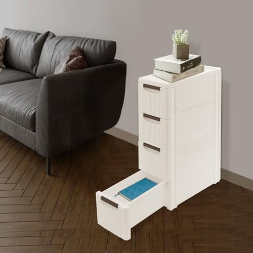 Narrow Storage Deep Cabinet, Space-Saving Mobile Slim Plastic Bathroom Storage Cart, Organizer Cart with Wheels for Office Classroom Bedroom, Easy Assembly & Removable Drawers (4-Tier) - size: 4-Tier
