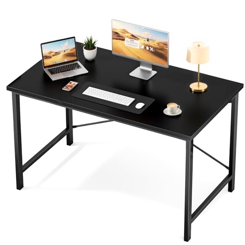 Sweetcrispy Small Computer Desk, 44" Office Writing Desk with Metal Frame & Wooden Tabletop, X-Shaped Reinforcement, Student Study Workstation for Home Bedroom, Black - color: Black, size: 44-Inch