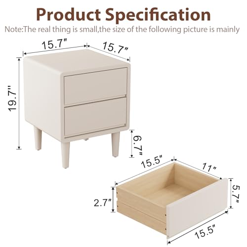 White Nightstand Solid Wood Nightstand,Small Night Stand with Drawers Wood Night Stand,Small Bedside Tables for Bedroom,Living Room,Office,White Bedside Table - color: White, style: 2 drawers