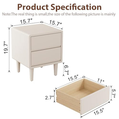 White Nightstand Solid Wood Nightstand,Small Night Stand with Drawers Wood Night Stand,Small Bedside Tables for Bedroom,Living Room,Office,White Bedside Table - color: White, style: 2 drawers