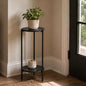 Furinno BESI Plant Stand Indoor, 2-Tier Round Plant Shelf, Metal Flower Pot Plant Stand, Balcony, Patio, Garden, Americano - color: Americano