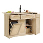 IDEALHOUSE 53.1" Rattan Kitchen Island with Storage, Rolling Dining Cart with Trash Storage Cabinet, Mobile Island Cart with Drop Leaf, Adjustable Shelves, Drawer, 5 Wheels (Natural) - color: Natural