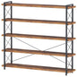 HCHQHS Large Bookshelf, 5-Tier Long Industrial Bookcase, Rustic Brown Book Shelf, Freestanding Horizontal Bookshelves with Metal Frame - color: Rustic Brown, size: 5-Tier (56.7"W x 65.7"H)