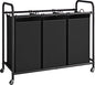 LINZINAR 3 Section Laundry Hamper, Black Laundry Basket 135L Laundry Sorter | Laundry Room Organization with Heavy Duty Rolling Lockable Wheels and Removable Bag, Bedroom Laundry Cart for Clothes Storage - size: 3 Bags Black