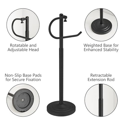 RFOUO Hand Towel Holder Stand, Towel Racks for Bathroom, Matte Black | Stainless Steel, Adjustable 16.5-26 Inch,Heavy base,Space Saving Standing Towel Rack For Bathroom Kitchen Vanity Countertops - color: Matte Black