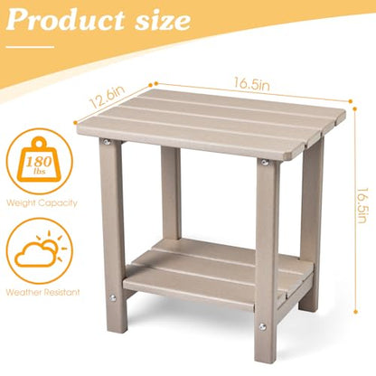 Apolimi Adirondack Outdoor Side Table, 2-Tier Sturdy Patio End Table Weather Resistant, 16.5" Solid Side Table for Patio, Pool, Porch(Grayish Brown) - color: Grayish Brown