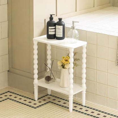 Fultyle Narrow Side Table, Small End Table with 2-Tier Storage, Small Bedside Table Slim Nightstand for Narrow Spaces, Living Room, Bedroom (White) - color: White