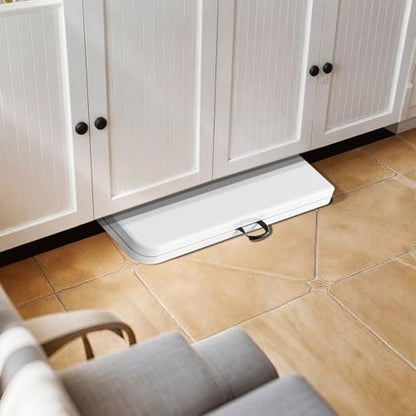 Lakhow Folding Table 4 Foot Portable Heavy Duty Plastic Fold-in-Half Utility Table with Carrying Handle,Indoor Outdoor Small Adjustable Height Folding,Camping and Party,White - color: 48 Inches White