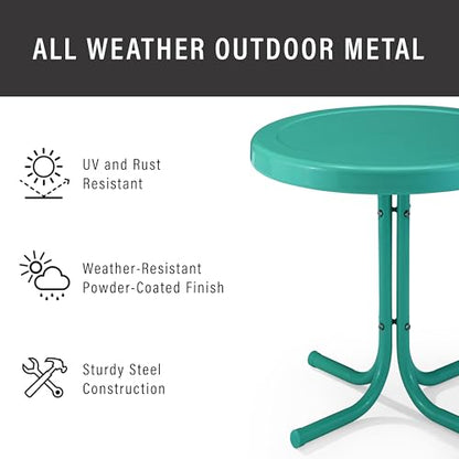 Crosley Furniture Griffith Weather Resistant Retro Metal Outdoor Side Table for Patio, Deck, Porch, Turquoise - color: Turquoise