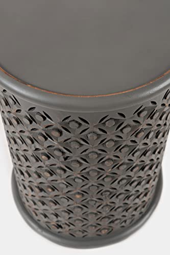 Jofran Global Archive Mango Wood Handcrafted Solid Hardwood Drum Table, 17" W X 17" D X 23" H, Grey Finish, (Set of 1), Antique Gray - color: Antique Gray