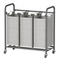 Whitmor 3-Bag Laundry Sorter, Laundry Hamper Cart with Heavy Duty Rolling Lockable Wheels and Removable Bags, Laundry Organizer Basket Clothes Separator Hamper, Grey, Large, KJ3009 - size: 3 Section B，Grey