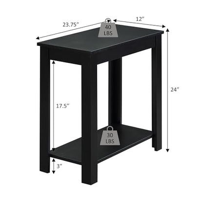 Convenience Concepts Designs2Go Baja Chairside End Table 23.75"- Modern Living Room Table with Storage Shelf, Transitional Bedside Table, Black - color: Black