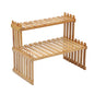GURECOD 14.6"/18.5" 2 Tiers Bamboo Plant Stand Shelf,Desk Flower Pot Holder,Adjustable Desktop Shelf Display Organizer Ladder Rack for Office Decorate Storage Rack,Kitchen Rack (14.6" Length) - size: 14.6" Length