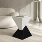 Black & White Hourglass Accent Side Table, Modern Sculptural Indoor & Outdoor End Table Geometric Square Patio Side Table for Living Room Garden Backyard Nightstand - color: 1pcs-black White
