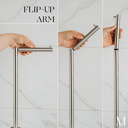 Marmolux Acc - Free Standing Toilet Paper Holder Stand Brushed Steel Finish 1pc - Storage for 4 Rolls of Toilet Tissue SUS 304 Stainless Steel Bathroom TP Stand - Toilet Paper Stand - Toilet Holder - color: Steel Brushed