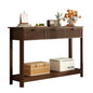 RUSTOWN Fluted Wood Console Table with 3 Drawers, 47.2" Boho Entryway Table | Narrow Behind Couch Sofa Table, Open Storage Shelf, Curved legs, 2 Tier Modern Farmhouse Hallway Table for Living Room, Foyer - color: Dark Walnut