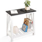 Farmhouse End Side Table Wood Frame Narrow Side Table with Shelves Black White Rectangular Night Stand Sofa Table for Couch, Small Spaces, Living Room, Bedroom - color: Black&white
