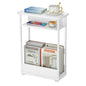 Narrow Side Table,3-Tier Slim End Table with Storage Shelf,Modern Sofa Table Thin Side Table for Narrow and Small Spaces, Skinny Bedside Table Small Nightstand with Magazine Rack Space Saving/White - color: White