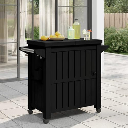 3-in-1 Outdoor Serving Cart with 21.1 Gal Cooler, Rolling Beverage Prep Station and Storage Table, Portable Kitchen Island for Patio, BBQ, Garden, Black
