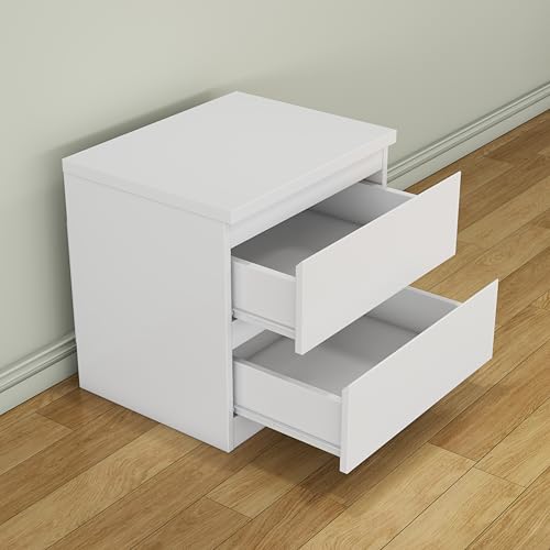 Nightstand with Drawers, Bedside Table with Drawers, Sofa Side Table Storage Cabinet, Night Stand for Bedroom Living Room (1, 2 Drawers White, 19.7" W×15.6" D×18.9" H) - color: 2 Drawers White