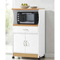 Kitchen Accent Cart with Wheels - White Storage Cabinet, Microwave Stand, Compact Design - 15.50" L x 23.60" W x 45.40" H