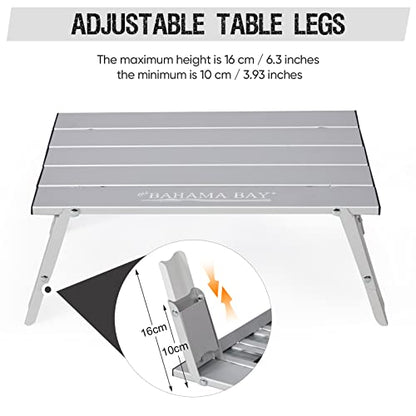 Old Bahama Bay Ultralight Aluminum Mini Table, 66lbs/30kg Weight Capacity, Foldable Small Beach Table with Retractable Legs,Suitable for Picnic Camping Outdoor Hiking