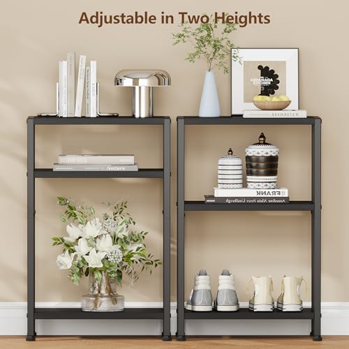 Heybly Small Narrow Side Table for Small Space, Thin Bedside TableHET006BK1 | Thin Bedside Table, Slim Sofa Table, 26.4" Tall Nightstand, Couch Table for Living Room, Bedroom, Balcony, Black - color: Black-adjustable Height