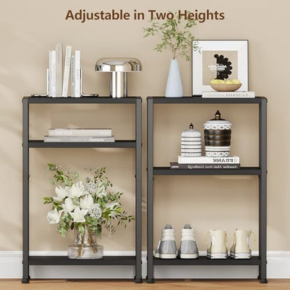 Heybly Small Narrow Side Table for Small Space, Thin Bedside TableHET006BK1 | Thin Bedside Table, Slim Sofa Table, 26.4" Tall Nightstand, Couch Table for Living Room, Bedroom, Balcony, Black - color: Black-adjustable Height
