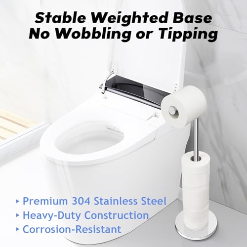 TACGEA Toilet Paper Holder Stand, Bathroom Toilet Paper Roll Holder Stainless Steel, Storage for 4 Rolls of Toilet Tissue, Silver - color: Silver