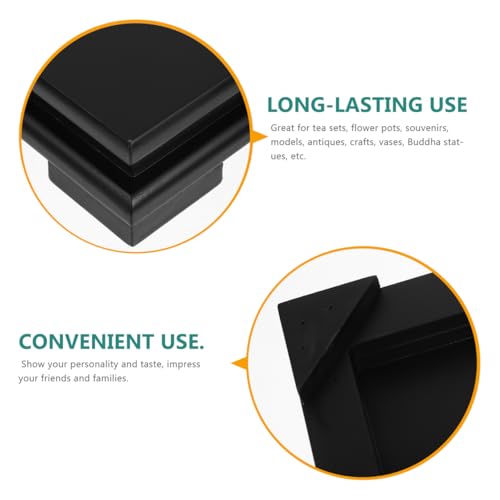 Cabilock Wood Vase Display Riser, 7 inch Square Decorative Pedestal Stand, Black Wooden Tray Base for Oriental Home Countertop Decoration