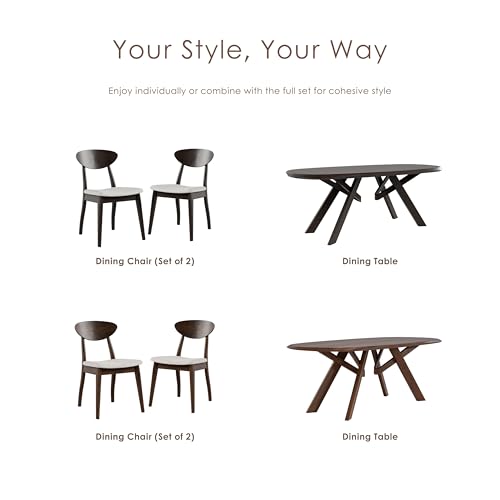Furniture of America Nazaen V Mid-Century Modern Solid Wood 21.5-inch Side Chairs with Semi-Handmade, Perfect Round Radius and Upholstered Seat for Home Kitchen, Dining Room, Rich Walnut (Set of 2) - color: Rich Walnut, size: Style 5