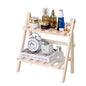 2 Tier Foldable Ladder Plant Stand Desktop Shelf Organizer Rack Wooden Display Risers For Selling L 13.3 x H 13.8 x D 7.1 in（DIY）