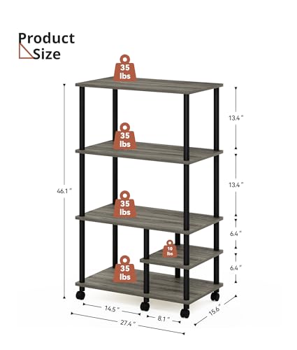 Kitchen Microwave Stand with Storage, 4-Tier Rolling Cart Coffee Table, Rack Shelf for Kitchens, Living Room, Balcony, Grey - color: Grey