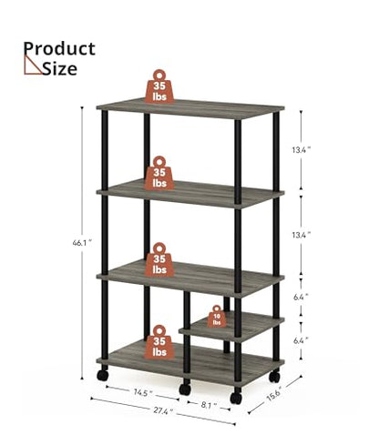 Kitchen Microwave Stand with Storage, 4-Tier Rolling Cart Coffee Table, Rack Shelf for Kitchens, Living Room, Balcony, Grey - color: Grey